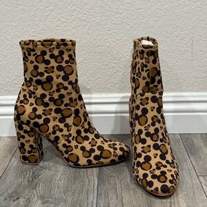 Disney X Aldo Step In Magic Leopard Chunky Heel Bootie size 8.5